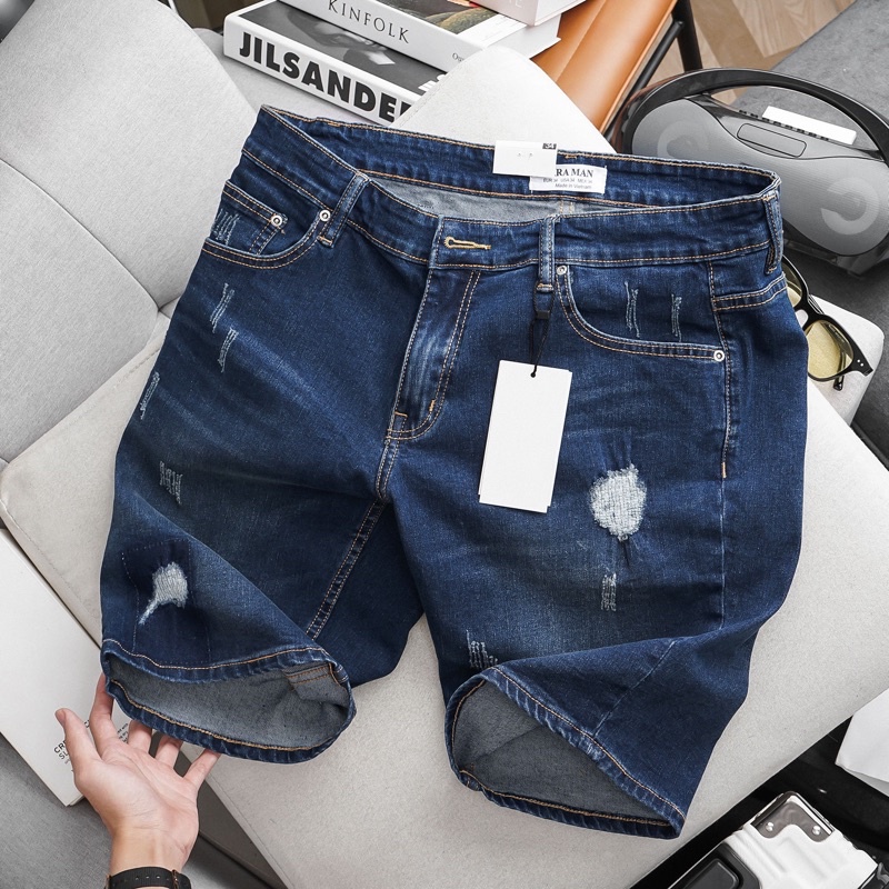 Quần Short Jean Nam Mài Rách siêu xịn xuất dư co giãn slimfit