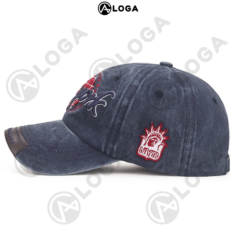 Nón lưỡi trai nam nữ, Nón kết unisex LOGA chất liệu jean New York, phong cách bụi M023