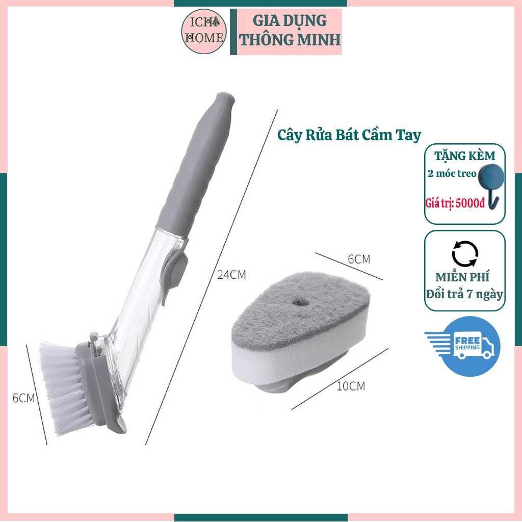 Cây Rửa Bát Đĩa, Dụng Cụ Rửa Chén, Đồ Rửa Bát Thông Minh Có Quai Cầm Tránh Tiếp Xúc Trực Tiếp Với Nước Rửa Bát Chén