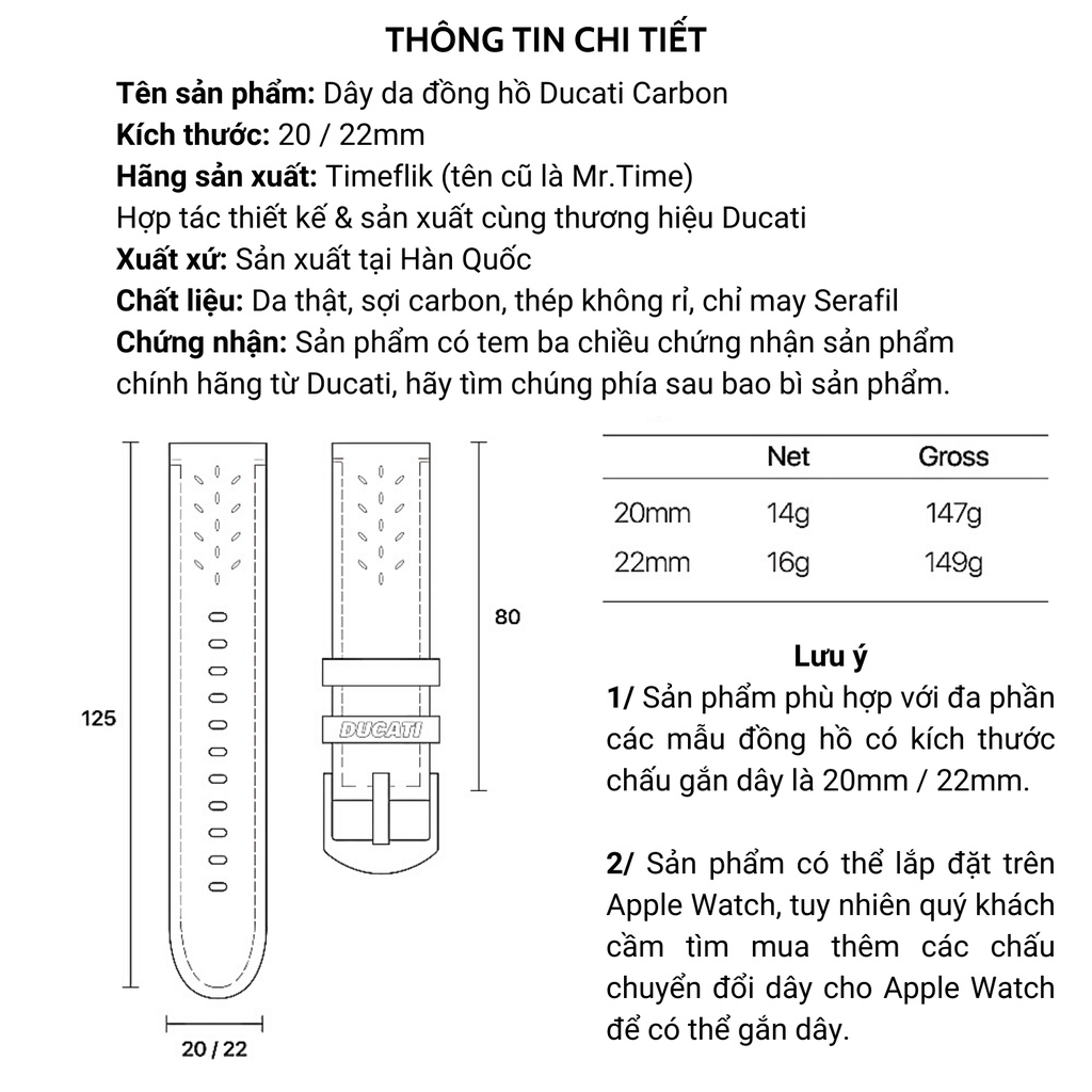 Dây da đồng hồ Ducati Carbon Special Edition chính hãng Timeflik