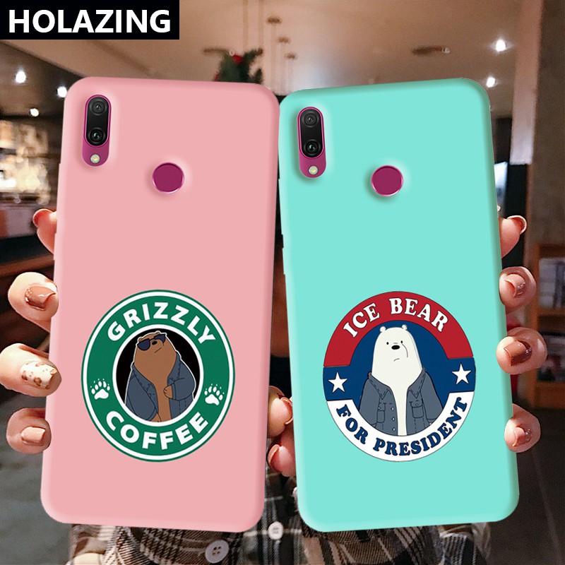 Huawei Y8P Y7 Y6 Pro 2019| Y5 | Y9 Prime 2019 Mate 30 40 Pro 20 Y9S Candy Color Phone Cases vỏ điện thoại Graizzly Coffee Ice Bear Soft Silicone Cover