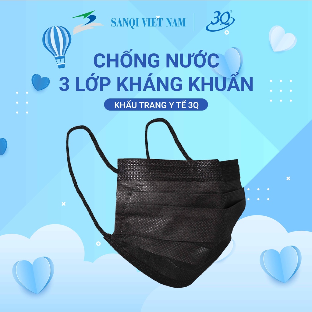 [CHÍNH HÃNG] HỘP 50 KHẨU TRANG Y TẾ CÔNG NGHỆ 3 LỚP - 3Q MASK CHUẨN XUẤT KHẨU (3 MÀU LỰA CHỌN)