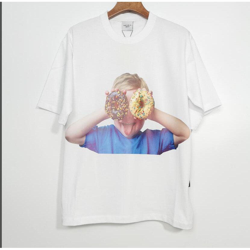 Unisex new fashion classic blue donut boy print short-sleeved T-shirt