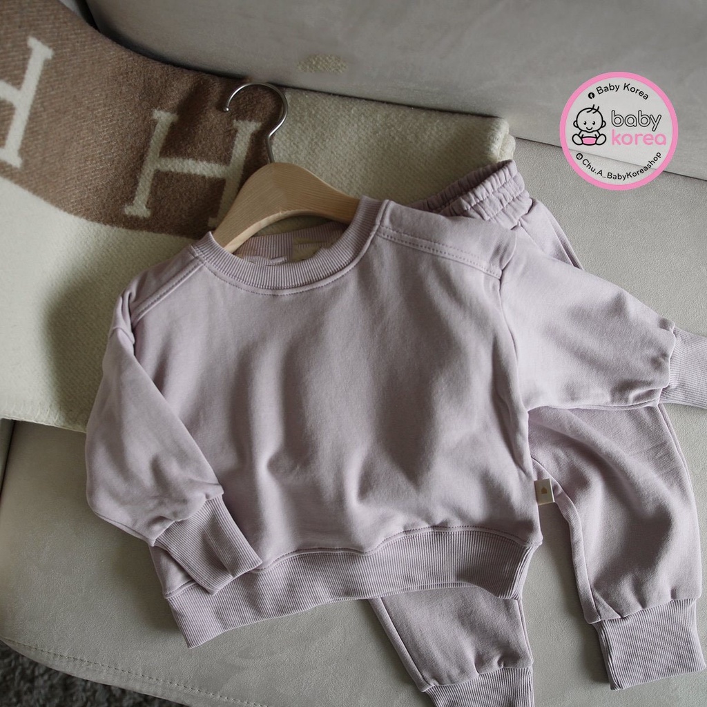 Bộ nỉ áo kèm quần trơn Steady Made in Korea cho bé trai bé gái 10-30kg chính hãng Hàn Quốc thời trang trẻ em BABYKOREA