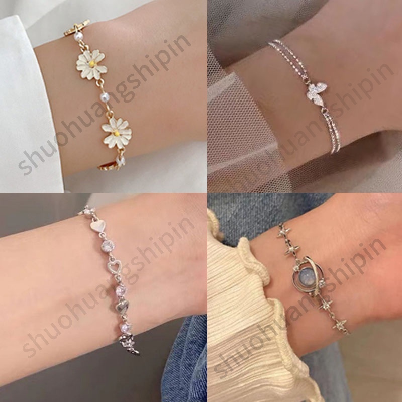 Vòng Tay Hình Hoa Và Bướm Đơn Giản Thanh Lịch Thời Trang Nhật Hàn