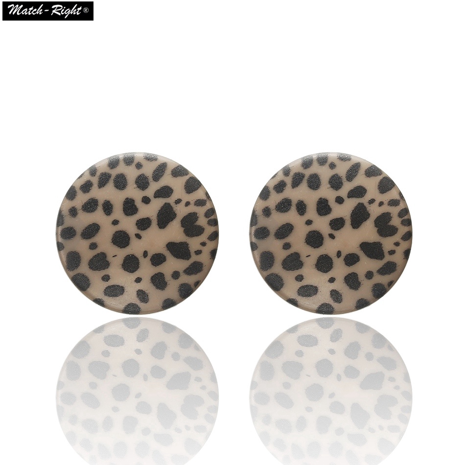 Hoa tai dáng tròn họa tiết da báo phong cách retro thời trang cho nữ