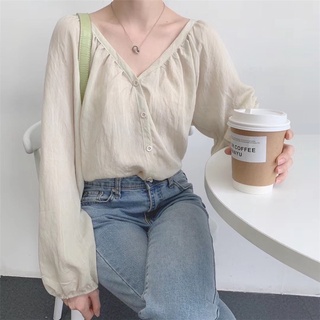 Áo sơ mi tơ tay phồng