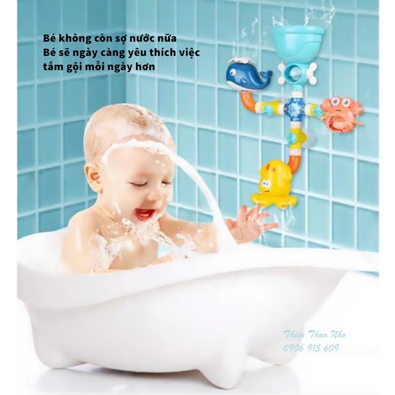 Bộ 4 ống phun nước hình sinh vật biển vui nhộn - Đồ chơi nhà tắm cho bé