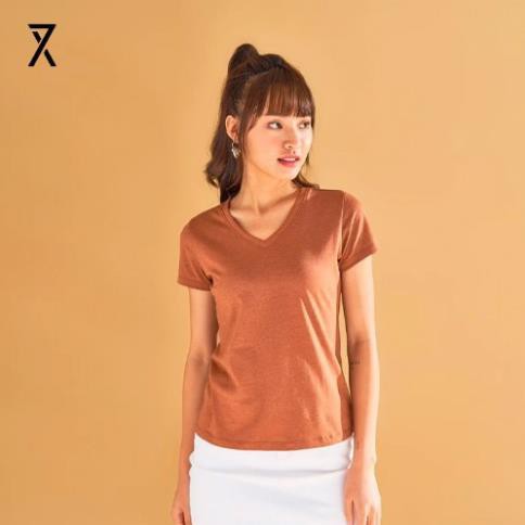 Áo thun nữ basic cổ tim COUPLE TX WTS 4057 . ,