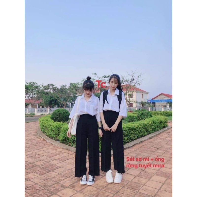 Quần ống rộng cúc vải tuyết mưa.hangtotgiare98