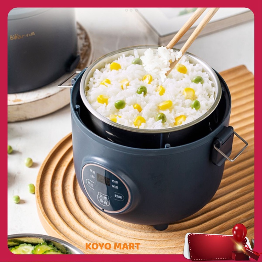 [Tặng zắc 3 chấu] Hộp cơm cắm điện Bear DFH-B15N1, 1.6L, nấu chín, hâm nóng, giữ nhiệt cho thức ăn, dùng inox 304