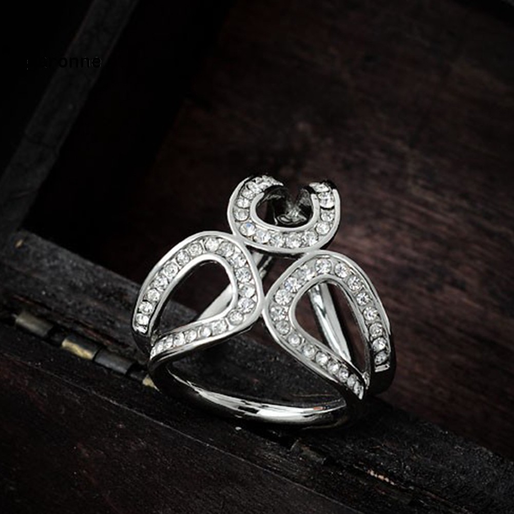 GA_Women Fashion Hollow Rhinestone Inlaid Three-ring Scarf Shawl Brooch Pin Jewelry