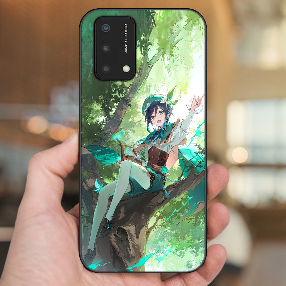 Ốp lưng Oppo A74, A93 5G, A95 viền đen in hình Venti Genshin Impact