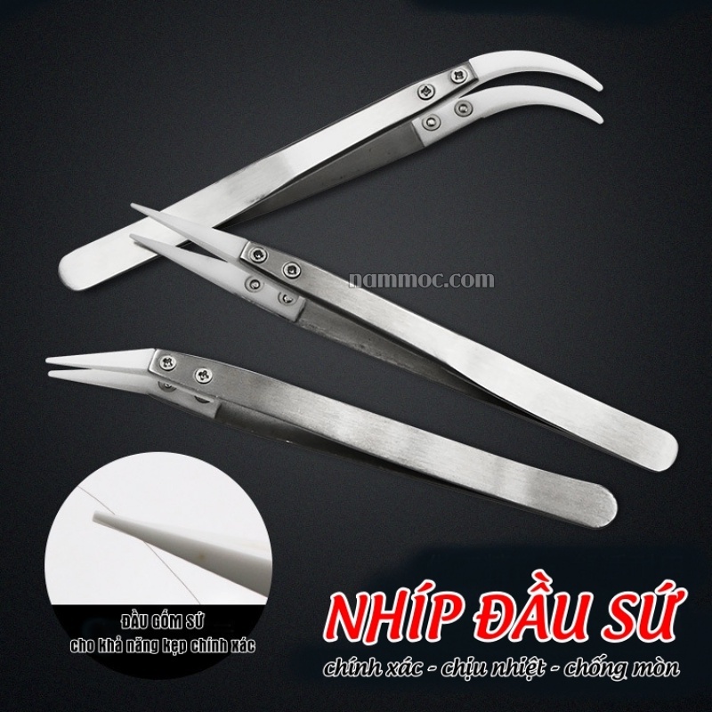 Nhíp INOX Đầu Sứ Giúp Kẹp Chính Xác - Chịu Nhiệt Cao - Chống Mòn - Chống Gỉ Sét