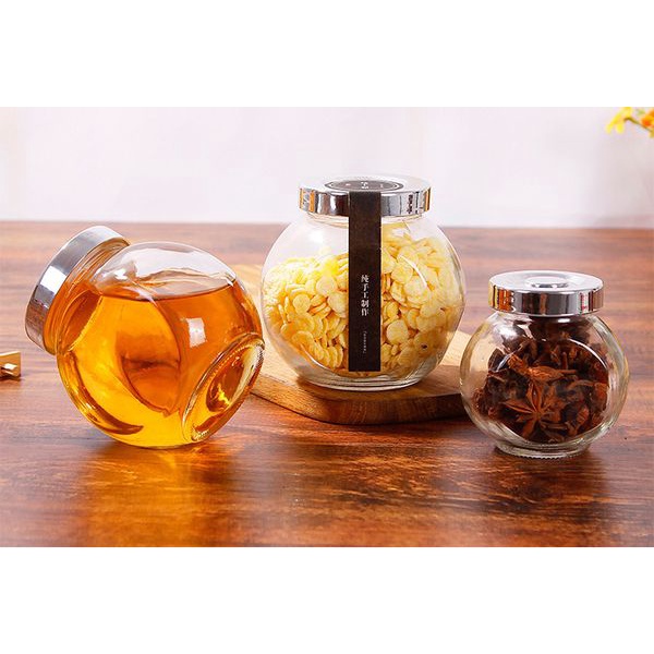 Hũ thủy tinh nghiêng 180ML - 380ML nắp thiếc đựng yến, gia vị PHụ kiện yến sào MILOTECH