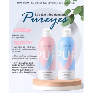(hàng có sẵn) Sữa Tắm Dưỡng Ẩm Trắng Da Pureyes, Sữa Tắm Trắng Da Tạo Bọt Pureyes 350ml