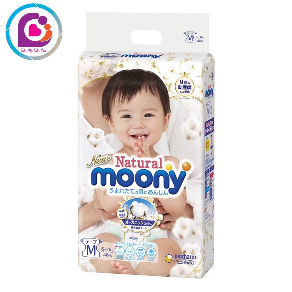 Bỉm Moony Natural/ bỉm dán Moony Natural đủ size NB63/S58/L38