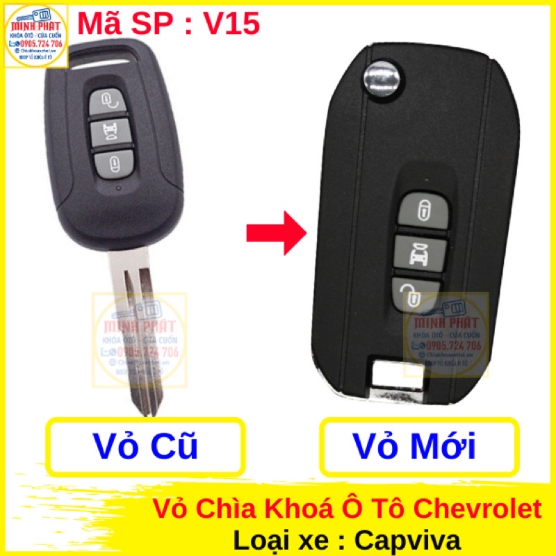 Vỏ Chìa khoá Gập Xe Chevrolet Captiva 3 Nút