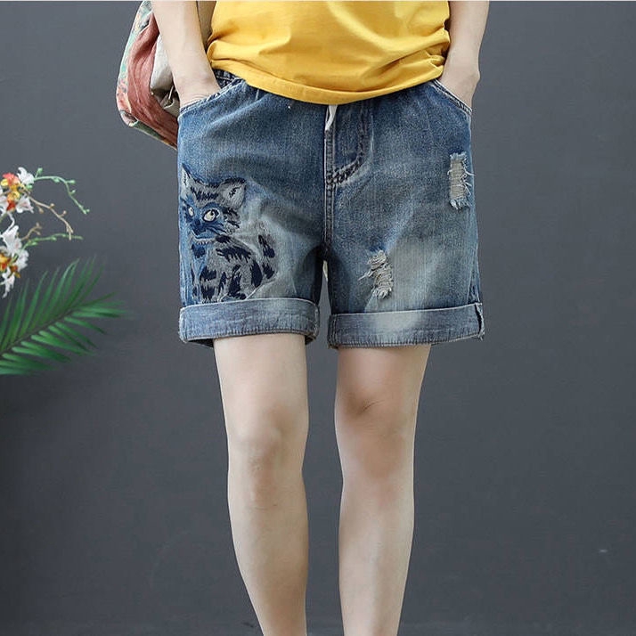 Quần jean ngắn ống rộng thời trang phong cách Hàn Quốc dành cho nữ