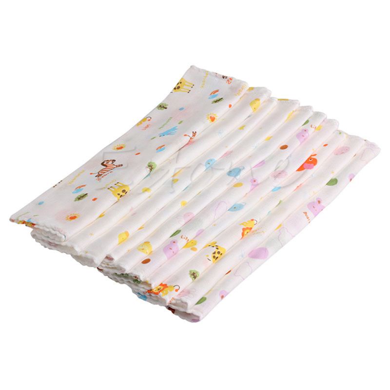 Set 10 Khăn Lau Mặt Bằng Cotton Hình Vuông Dành Cho Em Bé
