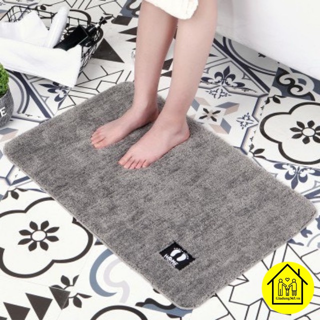 Thảm Lau Chân logo bàn chân, Thảm Chùi Chân Siêu Thấm, Mềm Mịn, Chống Trơn Trượt Kt 40*60 Mẫu Mới 2020