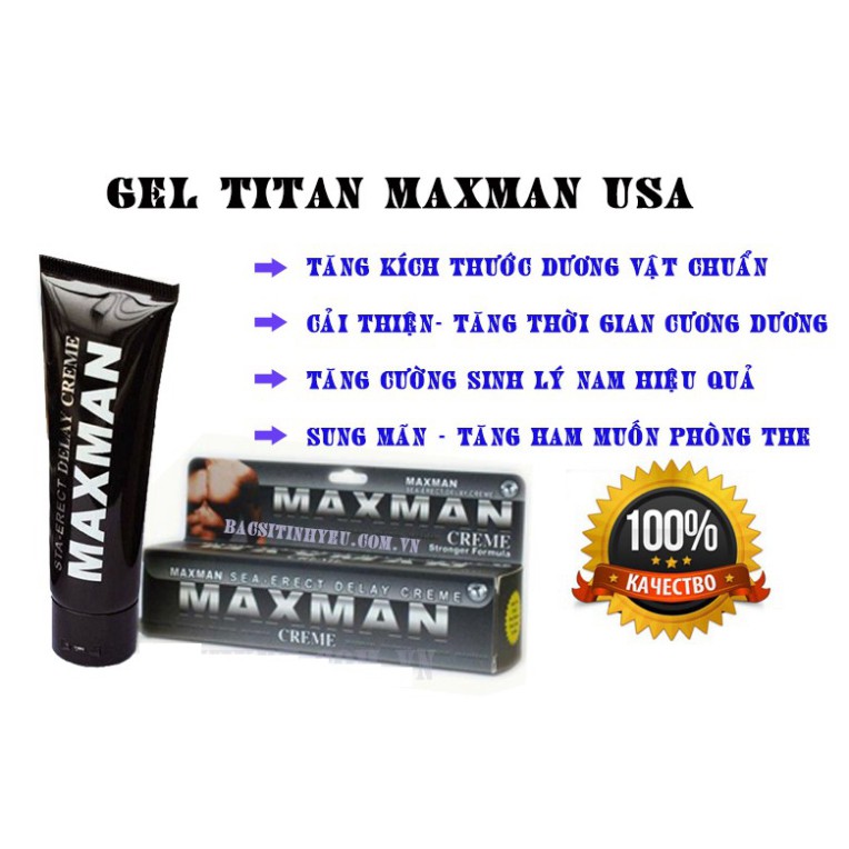 [CHÍNH HÃNG - CHÊ TÊN] Gel MAXMAN Tăng Kích Thước "Dương Vật", Cam Kết Tăng 2- 3cm Sau Một Liệu Trình, An Toàn, Hiệu Quả