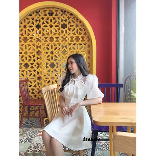 Đầm xòe tiểu thư tay bồng xinh xắn