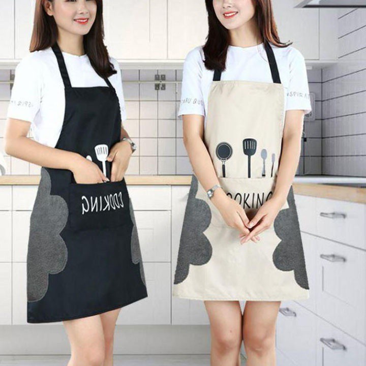 Tạp Dề Nấu ăn Vải Cotton In Hình Và Chữ Cooking Dễ Thương