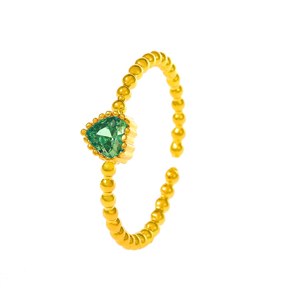 Nhẫn Hở Mạ Vàng Đính Đá zircon Hình Trái Tim Nhiều Màu Thời Trang Hàn Quốc Có Thể Điều Chỉnh