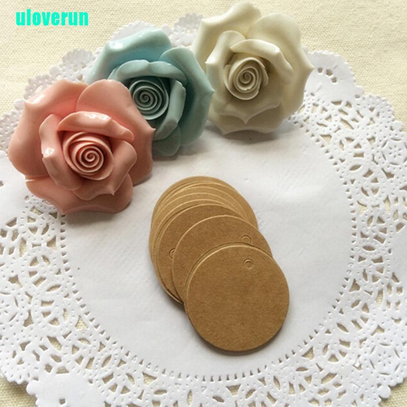 Set 100 Thẻ Giấy Hình Tròn Màu Nâu Treo Hành Lý