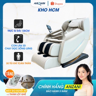 Ghế massage Anzani 980L mát xa tự động với 30 túi khí, 6 chương trình tặng máy đo huyết áp, thảm trang trí