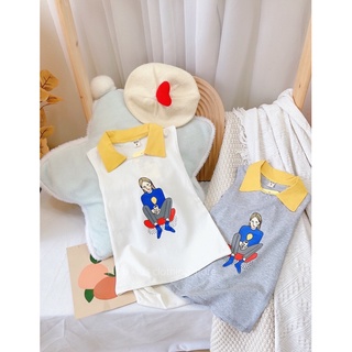 Váy suông cổ polo bé gái
