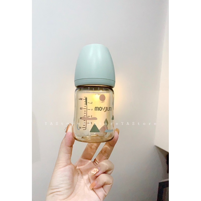 Bình sữa Moyuum Limited Cloud họa tiết 🔸🟢☁️💦 xanh Mint 170ml/270ml (hỗ trợ đổi núm)