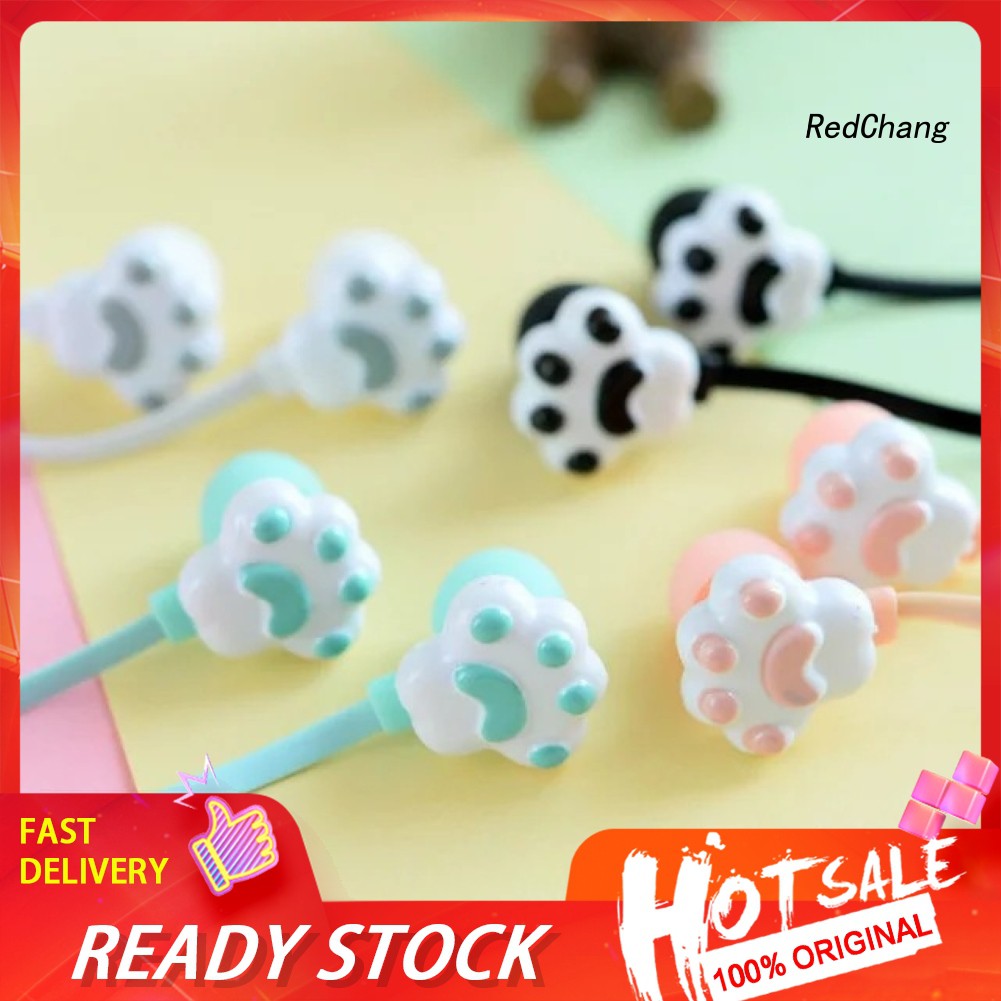 Tai Nghe Nhét Tai Có Dây Với Chuôi 3.5mm Thiết Kế Kiểu Bàn Chân Mèo Dễ Thương