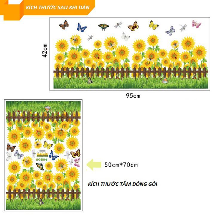 Decal dán tường Chân tường hướng dương 2 - PVC vinyl - DCT034