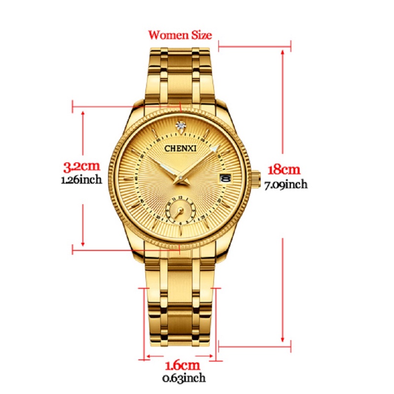 Đồng Hồ Chống Thấm Nước Bằng Thép Không Gỉ Mạ Vàng Chexi Sang Trọng