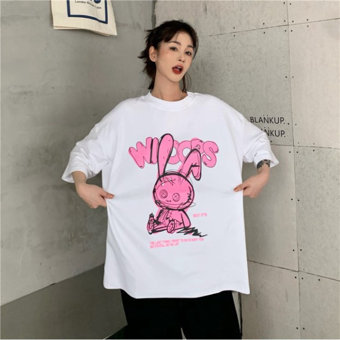 ÁO THUN, ÁO PHÔNG TAY LỠ UNISEX FORM RỘNG OVERSIZE RABBIT NELLY ANIME M842 DH SHOP SUPERSALE