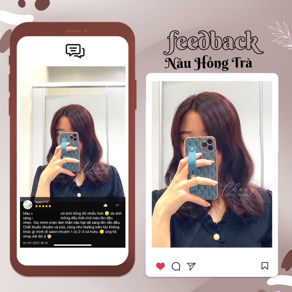 Thuốc Nhuộm Tóc Màu NÂU HỒNG TRÀ Không Tẩy | Chenglovehair, Chenglovehairs