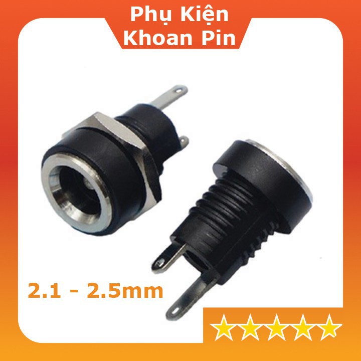 Giắc sạc DC, giắc cái (Female) size 5.5*2.1mm, lỗ khoan 5mm. (P036)