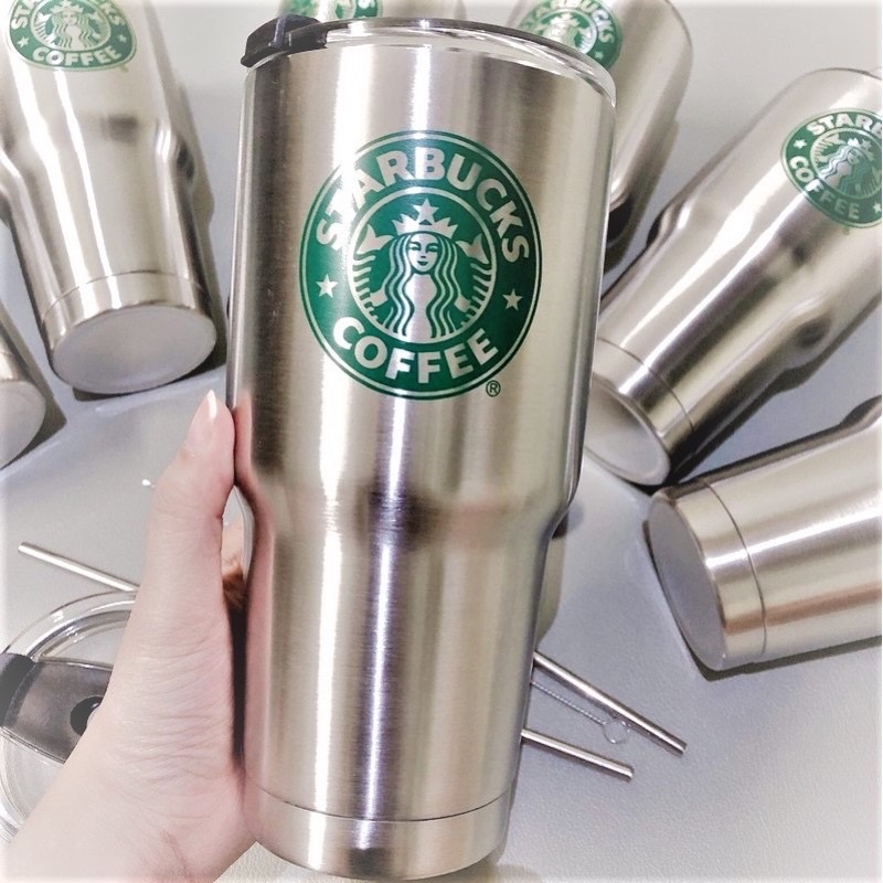 Ly bình cốc giữ nhiệt Starbucks 900ml tặng kèm túi giữ nhiệt và bộ ống hút inox cao cấp