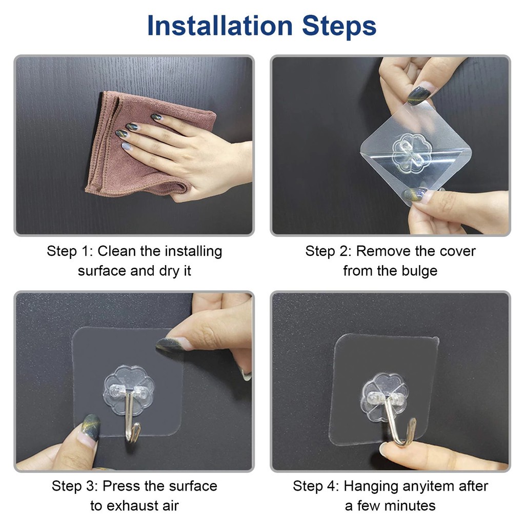 1 Móc Treo Đồ Gắn Tường Trong Suốt Đa Năng Tiện Dụng Cho Nhà Bếp / Nhà Tắm