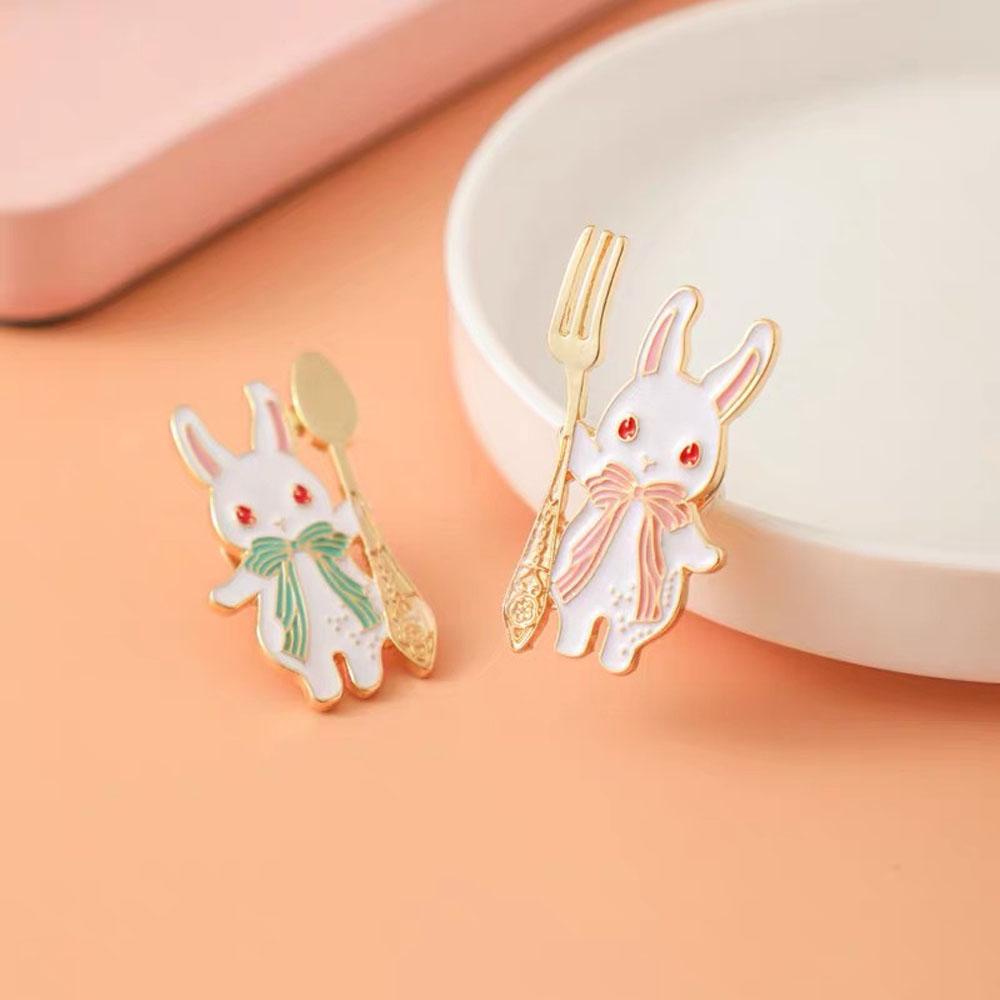 Trâm Cài Áo Hình Thỏ VANES1 Tráng Men Màu Xanh Dương Hồng Pastel Thời Trang Trang Trí Túi Xách