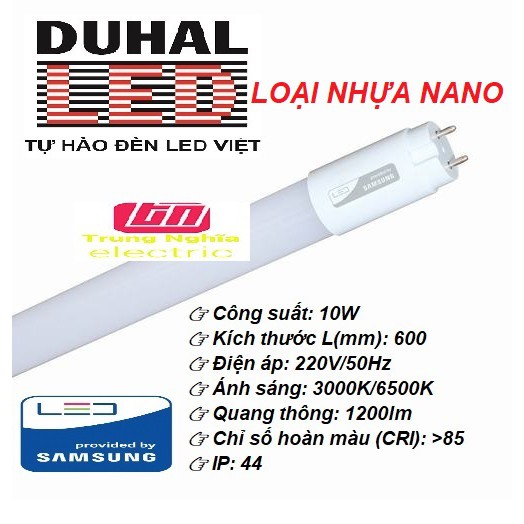 [GIÁ HỦY DIỆT] Bóng Led Tuýp Nhựa Nano 0m6 SAMSUNG Duhal (10W) - SDH110