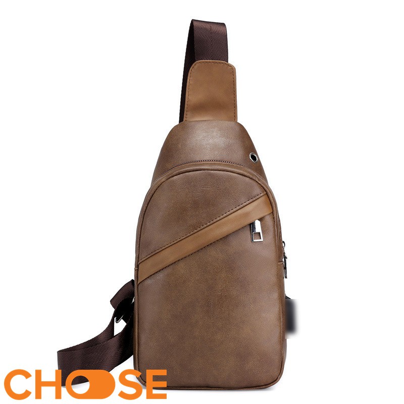 Túi Đeo Chéo Nam Choose Túi Da Trơn Túi Vải CAMO Phối Khoá Kéo NBK2K9