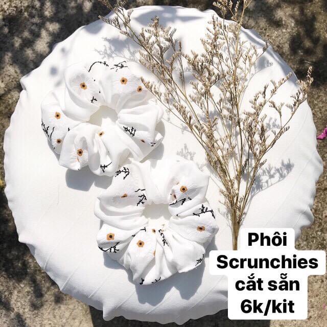V299🌈 VẢI MAY SCRUNCHIES CẮT SẴN +CHUN, KIM, CHỈ