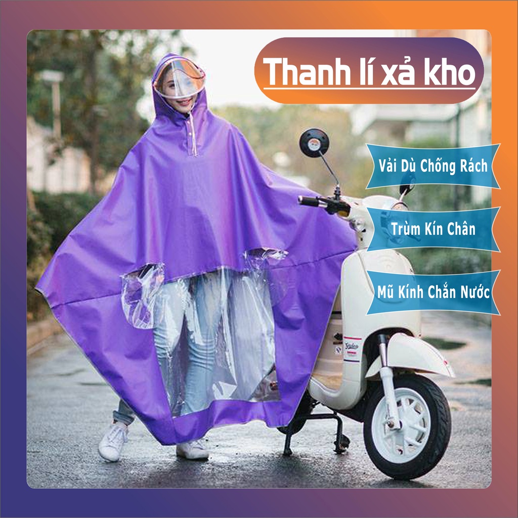 Áo mưa phản quang Loại 2 Đầu (Mũ) Vải Dù chống rách có kính che mặt cao cấp