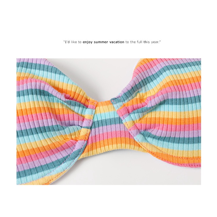 Bộ Đồ Bơi Ba Mảnh Họa Tiết Kẻ Sọc Màu Sắc Phong Cách Nhật Bản Thời Trang Quyến Rũ Cho Nữ