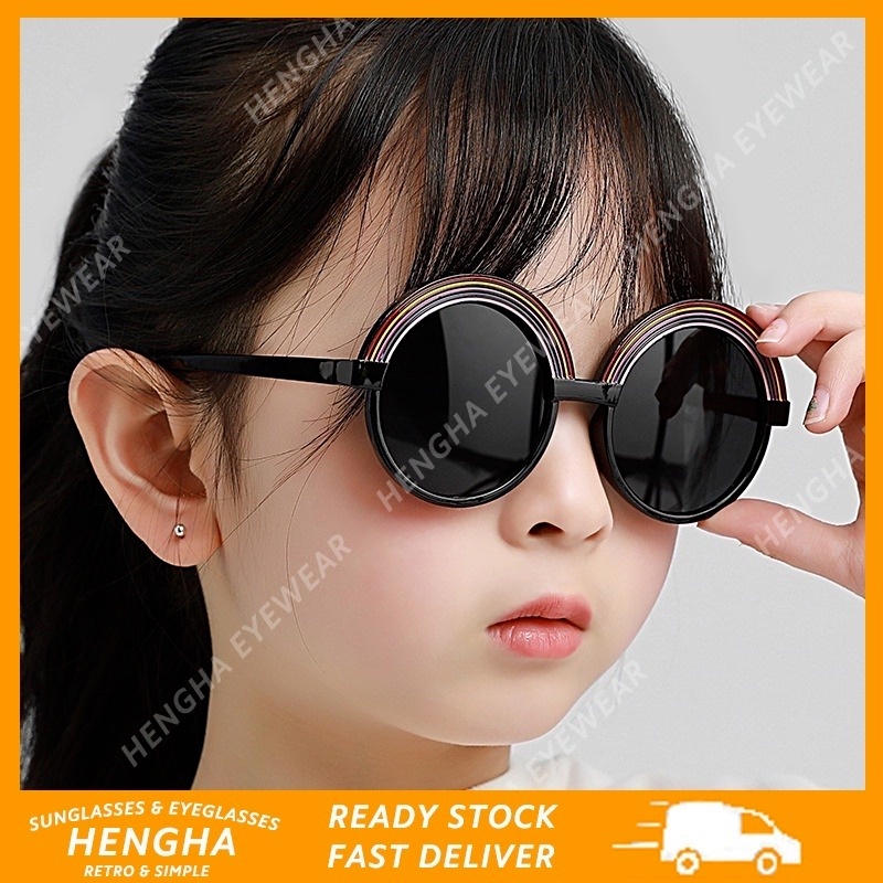 Kính Mát Gọng Tròn Màu Cầu Vồng Thời Trang Cho Bé