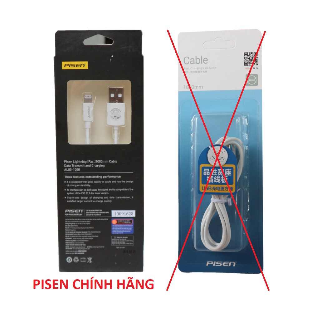 Cáp sạc Pisen cho IPhone - Hàng chính hãng bảo hành 18 tháng