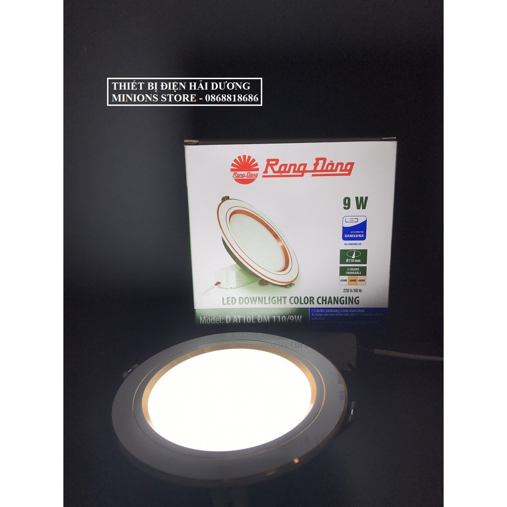 Đèn LED Downlight Âm Trần 3 chế độ Rạng Đông D AT08L ĐM 110/9W (Viền Bạc / Viền Vàng)